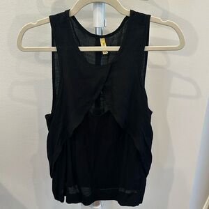 free people black peephole tank top small flowy relaxed fit new never worn